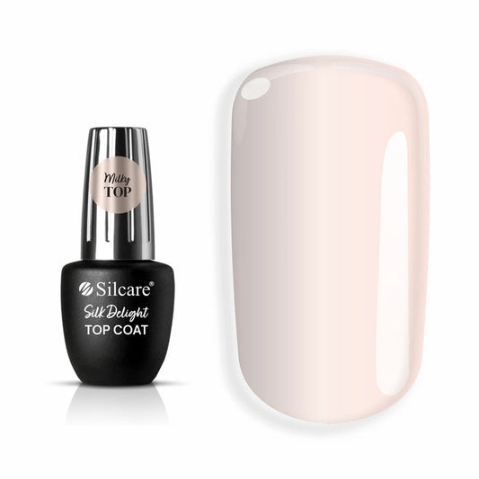 Silcare Milky No Wipe Top Coat Silk Delight semi transparent UV LED gel top coat for baby boomer and French ombre nails.