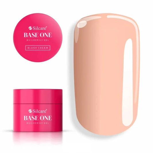 Silcare Base One Builder UV Gel Blush Cream – natural nude pink builder gel for nail extensions and strengthening with glossy finish swatch