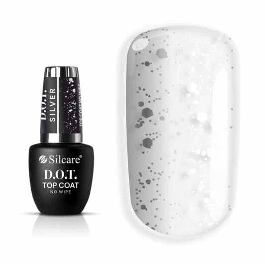Silcare silver glitter no wipe gel top coat with high gloss UV/LED nail finish and sparkling particle effect