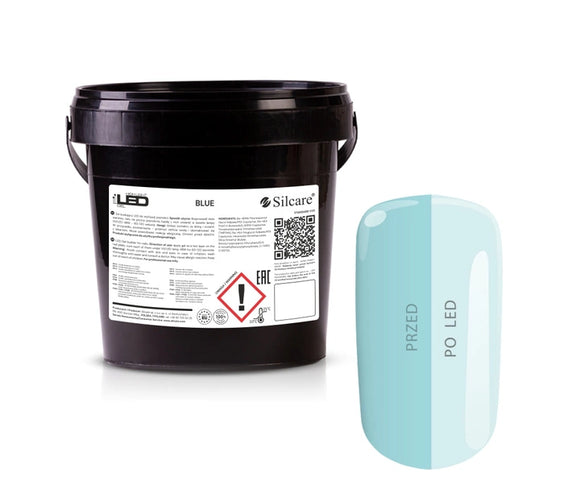 Large 1kg bucket of High Light LED Blue Builder Gel, showcasing the clear formula with a blue tint for yellowing prevention in professional bulk use.