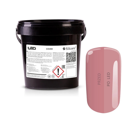 Large 1kg bucket of High Light LED Cover Builder Gel, showcasing the opaque, natural nude pink shade for professional bulk use.