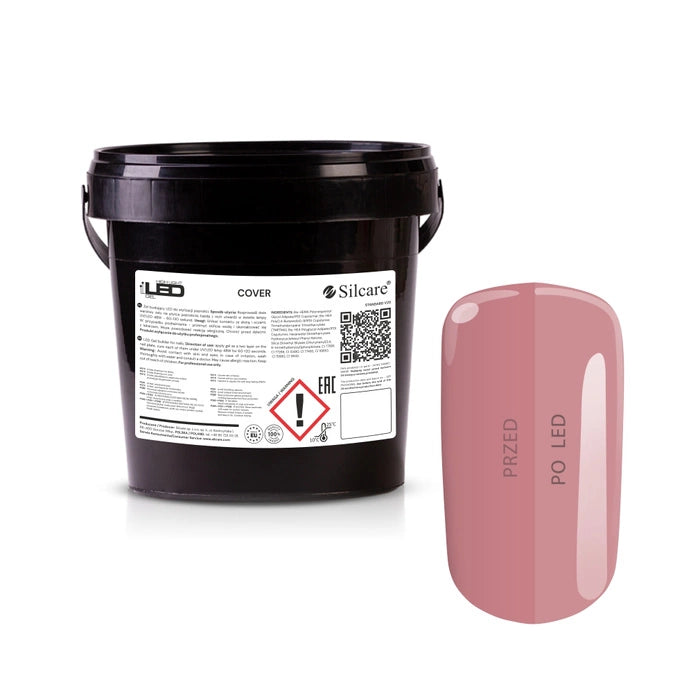 Large 1kg bucket of High Light LED Cover Builder Gel, showcasing the opaque, natural nude pink shade for professional bulk use.