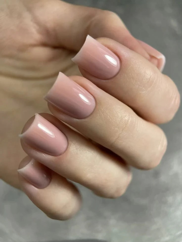 Nails finished with High Light LED Cover Builder Gel, displaying a smooth, opaque, full coverage manicure in a natural nude pink shade.