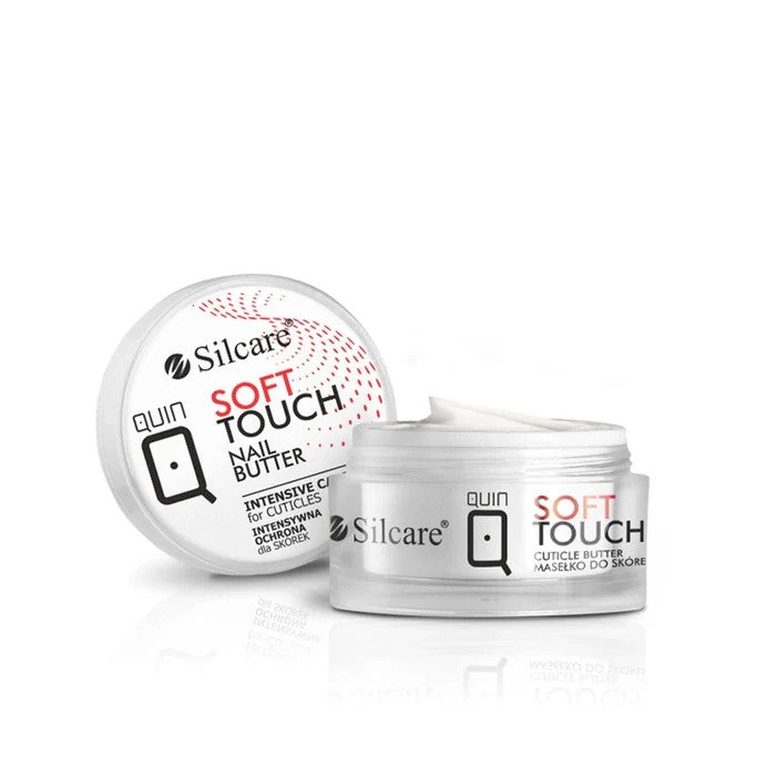 Quin Soft Touch Nail Butter and intensive cuticle care cream in a 12g clear jar and white lid - Silcare 