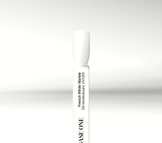 Silcare Base One French White Marble UV LED builder gel swatch on a white display tip.