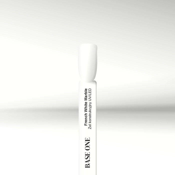 Silcare Base One French White Marble UV LED builder gel swatch on a white display tip.