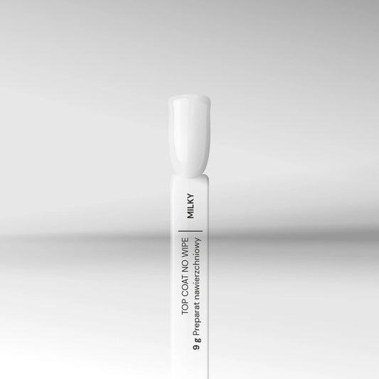 Milky no wipe top coat UV/LED semi-transparent gel top coat for French manicure and baby boomer nails.