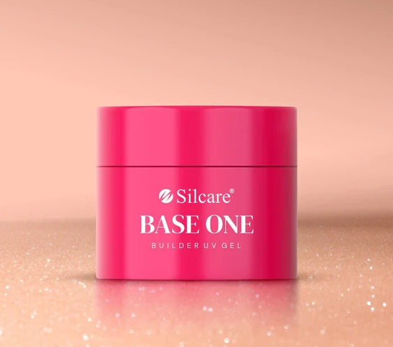 Apricot pink shimmer builder gel UV nail extension gel jar – Shimmer Blush Cream self-levelling builder gel for nail sculpting and overlays | Silcare Base One