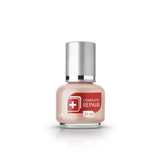 Professional nail strengthening treatment for damaged nails, Complete Repair 15ml bottle in nude pink.