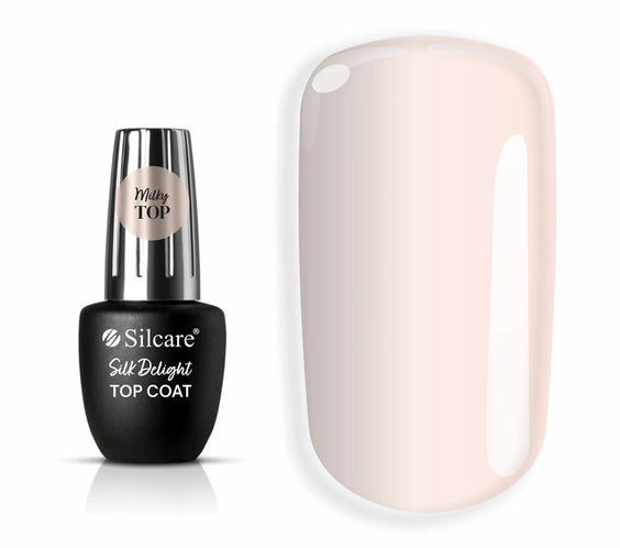 Silcare Milky No Wipe Top Coat Silk Delight semi transparent UV LED gel top coat for baby boomer and French ombre nails.
