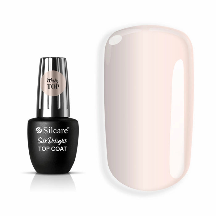 Silcare Milky No Wipe Top Coat Silk Delight semi transparent UV LED gel top coat for baby boomer and French ombre nails.