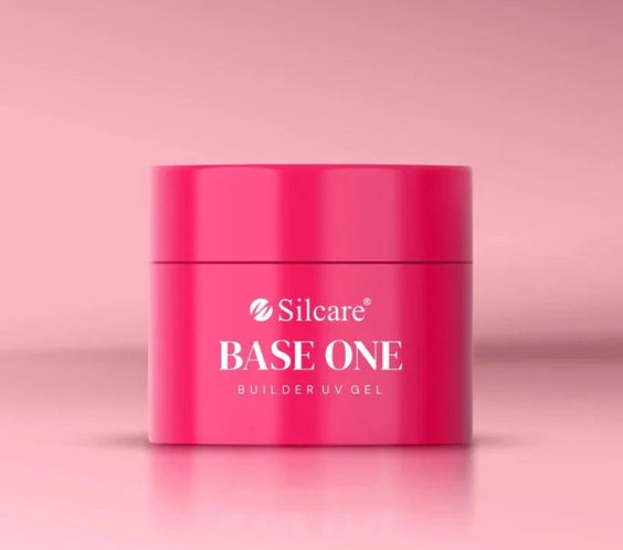 Silcare Base One Builder UV/LED Gel Dark French Pink in bright pink jar packaging for nail extensions and strengthening