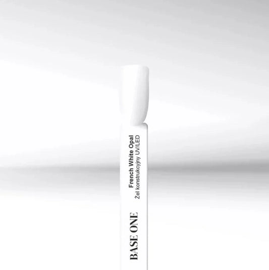 Silcare Base One French White Opal builder gel colour swatch for natural French nails, UV LED nail gel Australia.