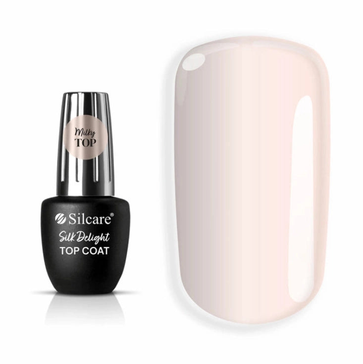 Silcare Milky No Wipe Top Coat Silk Delight semi transparent UV LED gel top coat for baby boomer and French ombre nails.