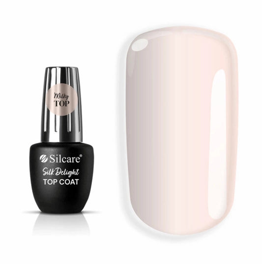 Silcare Milky No Wipe Top Coat Silk Delight semi transparent UV LED gel top coat for baby boomer and French ombre nails.