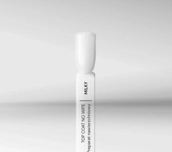 Milky no wipe top coat UV/LED semi-transparent gel top coat for French manicure and baby boomer nails.