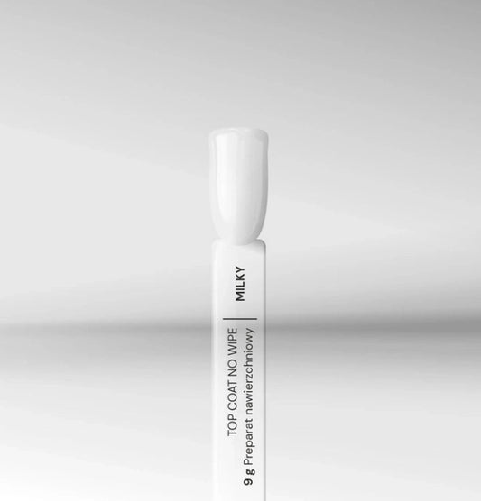 Milky no wipe top coat UV/LED semi-transparent gel top coat for French manicure and baby boomer nails.