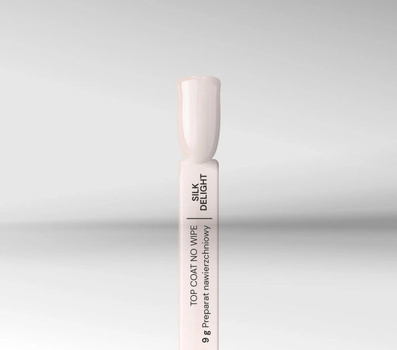 Silcare Silk Delight milky no wipe top coat nail swatch semi transparent gel top coat for baby boomer and French ombre nails.