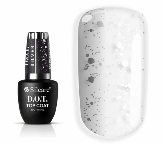 Silcare silver glitter no wipe gel top coat with high gloss UV/LED nail finish and sparkling particle effect